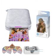 [아마존베스트]TUDAK HP Sprocket Photo Printer, (2nd Edition) Print Social Media Photos on 2x3 Sticky-Backed Paper (White) + Photo Paper (50 Sheets) + USB Cable + 60 Decorative Stick-On Border Frames