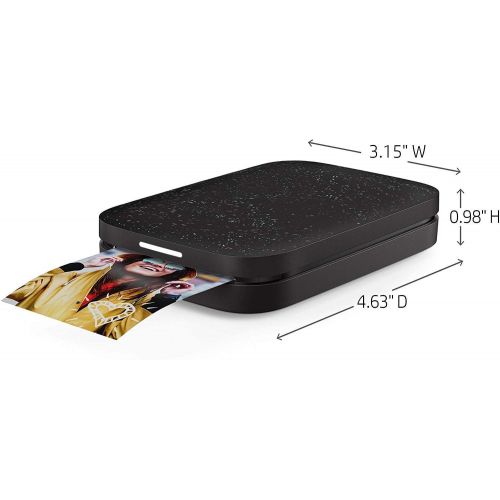  [아마존베스트]TUDAK HP Sprocket Photo Printer (2nd Edition) Instantly Print Social Media Photos on 2x3 Sticky-Backed Paper (Black) + Photo Paper (50 Sheets) + USB Cable + 60 Decorative Stick-On Border