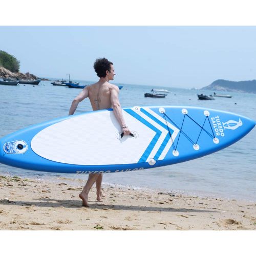  TUEXDO SAILOR TS Inflatable 11×32×6 SUP with Kayak Conversion Kits Everything Included with Stand Up Paddle Board, Adj 2 in 1 Paddle, Kayak seat,Double Action Pump, ISUP Backpack, Leash,Waterpro