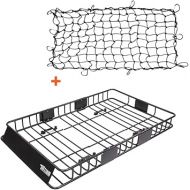 TUFFIOM 250lbs 64 x 39 x 6 inch Roof Top Cargo Carrier Basket w/Extension & Net, Heavy Duty Rooftop Luggage Holder Steel Rack with 2 Sizes for SUV Car Truck Van Travel Camping