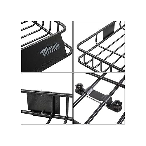  TUFFIOM 250lbs 84 x 39 x 6 inch Roof Top Cargo Carrier Basket w/Extension & 2 Nets, Heavy Duty Rooftop Luggage Holder Steel Rack with 3 Sizes for SUV Car Truck Van Travel Camping