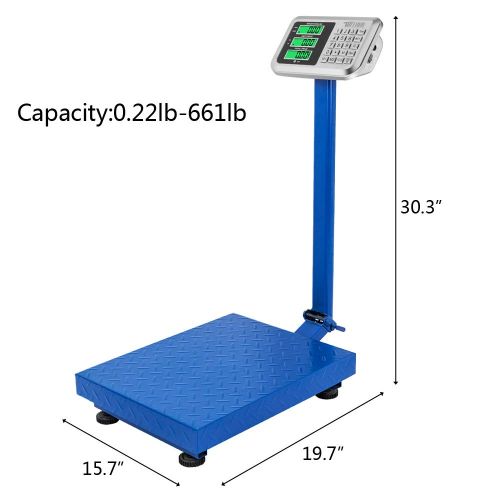  [아마존베스트]TUFFIOM 660lbs Weight Electronic Platform Scale,Digital Floor Heavy Duty Folding Scales,Stainless Steel High-Definition LCD Display,Perfect for Luggage Shipping Mailing Package Pri