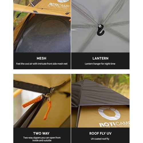  TULGIGS ROTI Camp Instant Pop Up One Touch Hexagon Tent, Family Type for 4~5 People