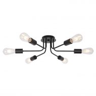 TULUCE Black Vintage Metal Semi Flush Mount Ceiling Light, Modern Style Chandelier 6- Light Ceiling Lamp Sputnik Lighting for Kitchen Dining Room Living Room Foyer