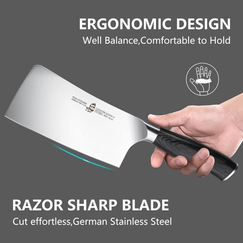  TUO Meat Cleaver - 6 inch Cleaver Knife Butcher Knife Meat Knife Chinese Chef Knife, German HC Stainless Steel Kitchen Knife, Pakkawood Handle Gift Box Cutlery, Fiery Phoenix Serie