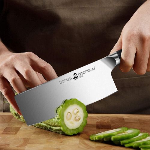  TUO Vegetable Cleaver 7 inch & Kitchen Knife Set 17 pcs - Chinese Cleaver Chef Knife - German HC Steel with Pakkawood Handle - FALCON SERIES Gift Box Included
