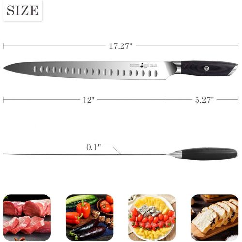  TUO Slicing Carving Knife 12 inch - Slicing Carving Knife for Brisket Turkey Meat German Steel with Full Tang Pakkawood Handle - FALCON SERIES with Gift Box
