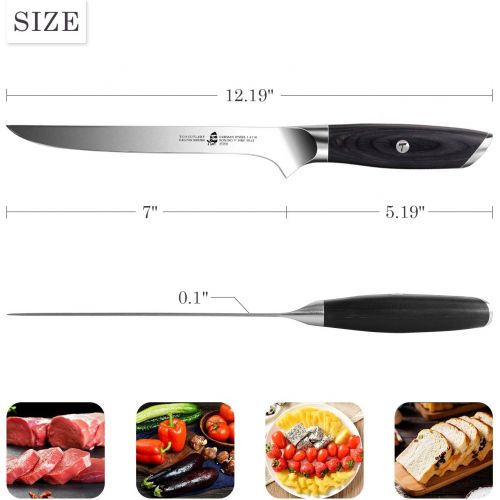  TUO Boning Knife 7 inch - Fillet Knife Flexible Kitchen Knife German HC Steel with Pakkawood Handle - FALCON SERIES with Gift Box