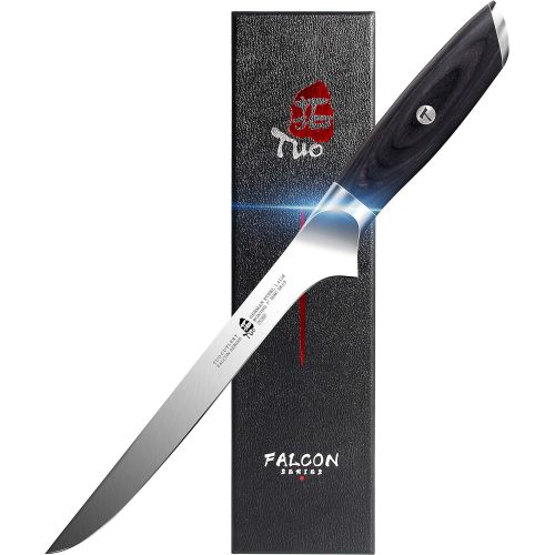  TUO Boning Knife 7 inch - Fillet Knife Flexible Kitchen Knife German HC Steel with Pakkawood Handle - FALCON SERIES with Gift Box