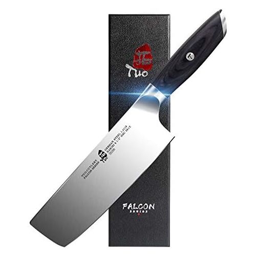  TUO Nakiri Knife 6.5 inch - Vegetable Cleaver Knife Asian Usaba Knife German HC Steel with Pakkawood Handle - FALCON SERIES with Gift Box