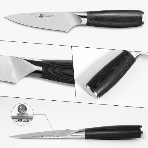  TUO 3.5 inch Paring Knife, Peeling Fruit Knife Small Kitchen Knife, Premium German High-Carbon Super Steel, Ergonomic Pakkawood Handle with Box, Goshawk Series