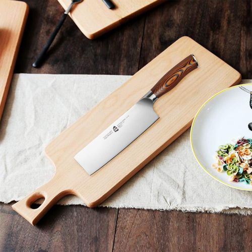  [아마존베스트]TUO Nakiri Knife - Vegetable Cleaver Kitchen Knives - Japanese Chef Knife German X50CrMoV15 Stainless Steel - Pakkawood Handle - 6.5 - Fiery Series