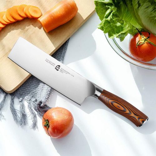  [아마존베스트]TUO Nakiri Knife - Vegetable Cleaver Kitchen Knives - Japanese Chef Knife German X50CrMoV15 Stainless Steel - Pakkawood Handle - 6.5 - Fiery Series