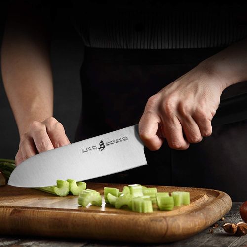  TUO Santoku Knife 5.5 inch Small Kitchen Knife Pro Asian Chef Knife Cooking Knife for Vegetable Fruit and Meat, AUS 8 Stainless Steel with Comfortable Handle, Gift Box Ring Lite Se
