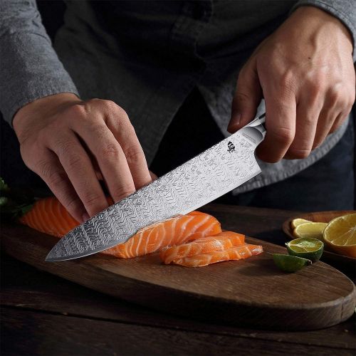  TUO Bread Knife 8 inch&Chef Knife 10 inch AUS 8 Japanese Stainless Steel & G10 Handle FALCON S SERIES with Gift Box