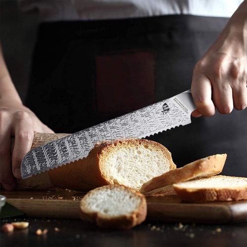  TUO Bread Knife 8 inch&Chef Knife 10 inch AUS 8 Japanese Stainless Steel & G10 Handle FALCON S SERIES with Gift Box