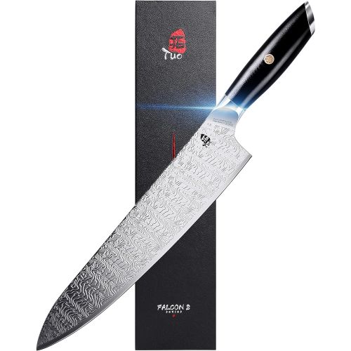  TUO Bread Knife 8 inch&Chef Knife 10 inch AUS 8 Japanese Stainless Steel & G10 Handle FALCON S SERIES with Gift Box