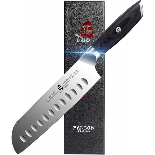  TUO 7 inch Santoku Knife & 8 inch Bread Knife & Kitchen Shears, Kitchen Cooking Knife Cake Knife German HC Steel with Pakkawood Handle FALCON SERIES Gift Box Included
