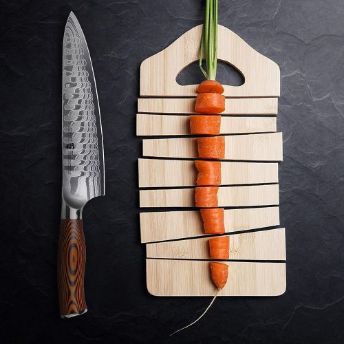  TUO Damascus Chefs Knife Kitchen Knives Japanese AUS10 HC 67 Layers Steel with Dragon Pattern Ergonomic Pakkawood Handle 8 Fiery Phoenix Series Including Gift Box