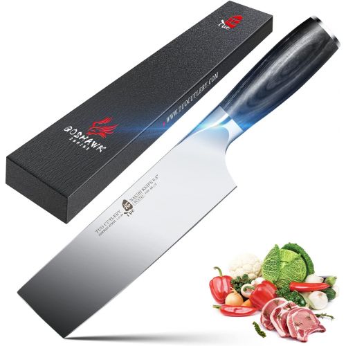  TUO Nakiri Knife 6.5 inch Japanese Chef Knife Vegetable Fruit Cleaver Usuba Knife German HC Super Steel Ergonomic Pakkawood Handle with Gift Box Goshawk Series