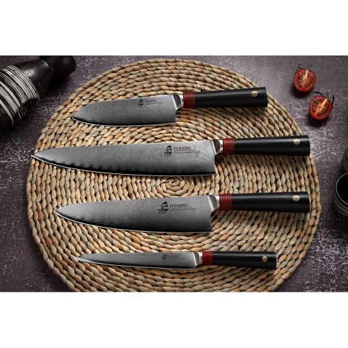  TUO Paring Knife 3.5 inch AUS 10 Stainless Steel Core Japanese Damascus Kitchen Knives, Ring DM Series