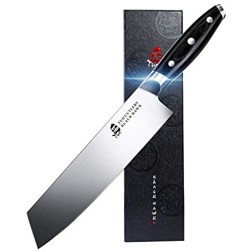  TUO Kiritsuke Knife 8.5 inch Kiritsuke Chef Knife Japanese Vegetable Meat Knife German HC Steel Full Tang Pakkawood Handle BLACK HAWK SERIES with Gift Box