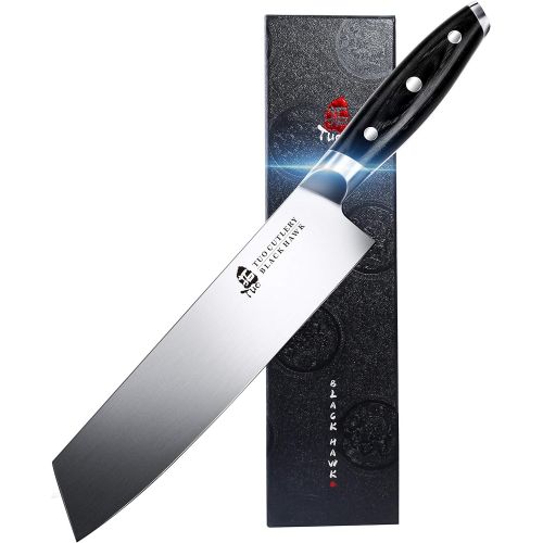  TUO Kiritsuke Knife 8.5 inch Kiritsuke Chef Knife Japanese Vegetable Meat Knife German HC Steel Full Tang Pakkawood Handle BLACK HAWK SERIES with Gift Box