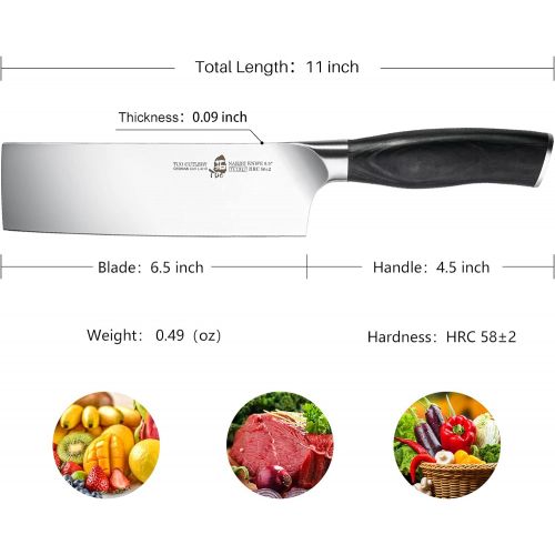  TUO Nakiri Knife 6.5 inch Asian Usaba Knife Japanese Chef Knife Vegetable Cleaver Ultra Sharp, German Super Stainless Steel Cutlery, Ergonomic Pakkawood Handle Gift Box, Black Ph