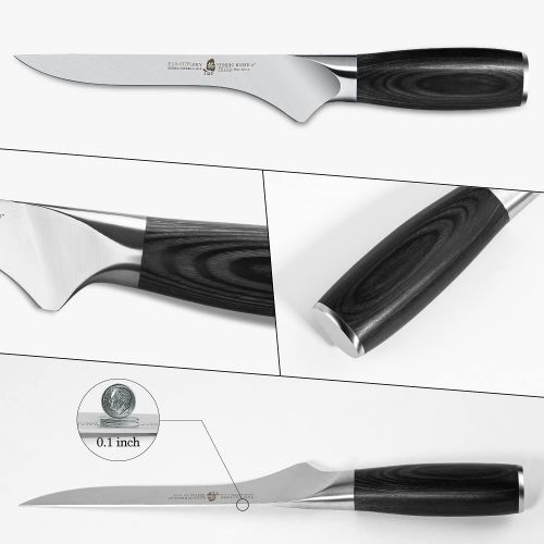  TUO Boning Knife 6 inch Fillet Knife Flexible Fish Knife Deboning Knife German HC Super Steel Ergonomic Pakkawood Handle with Gift Box Goshawk Series