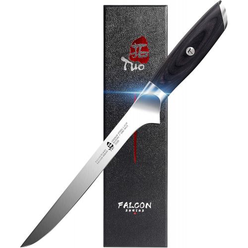  TUO 7 inch Boning Knife & 8 inch Chef Knife & 8.5 inch Kiritsuke Knife, Flexible Fillet Knife and Vegetable Meat Cooking Knife German HC Steel with Pakkawood Handle FALCON SERI