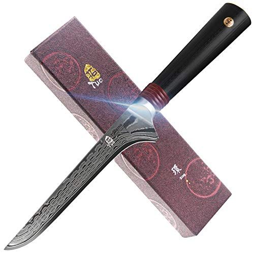  TUO 6 inch Boning Fillet Knife Japanese AUS 10 High Carbon Damascus Stainless Steel Dishwasher Safe G10 Handle RING DA Series