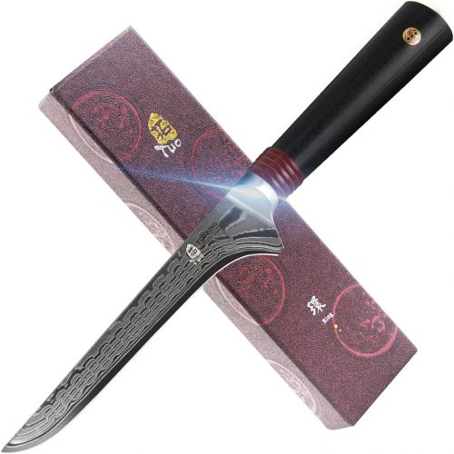  TUO 6 inch Boning Fillet Knife Japanese AUS 10 High Carbon Damascus Stainless Steel Dishwasher Safe G10 Handle RING DA Series