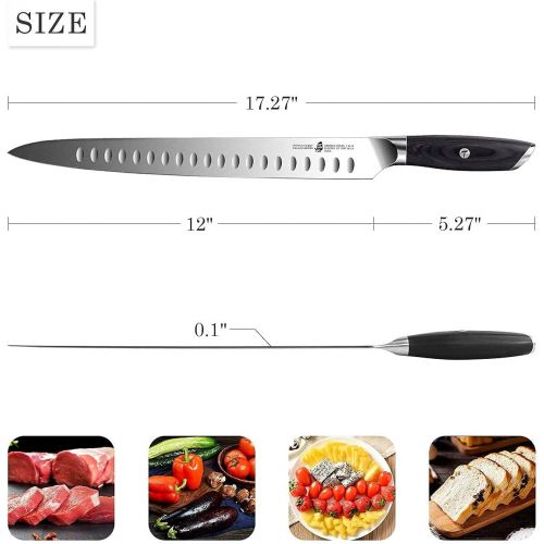  TUO Slicing Carving Knife 12 inch & 8 inch Chef Knife Kitchen Knife Brisket Turkey Meat Slicing Knife German HC Steel with Pakkawood Handle FALCON SERIES Gift Box Included