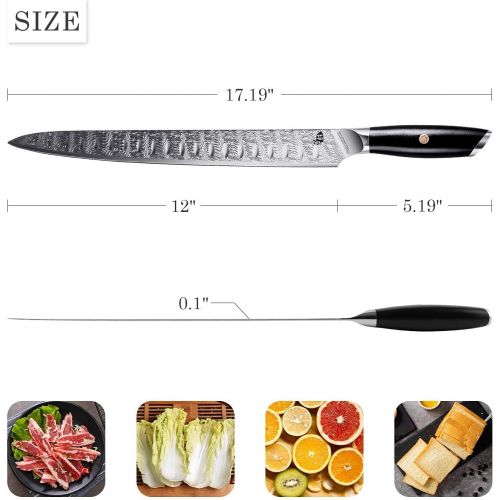  TUO Slicing Knife 12 inch&Nakiri Knife 6.5 inch AUS 8 Japanese Stainless Steel Carving Knife&Vegetable Cleaver Knife with Full Tang G10 Handle Falcon S Series with Gift Box