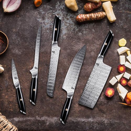  TUO Slicing Knife 12 inch&Nakiri Knife 6.5 inch AUS 8 Japanese Stainless Steel Carving Knife&Vegetable Cleaver Knife with Full Tang G10 Handle Falcon S Series with Gift Box