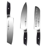 TUO 8 inch Chef Knife & 8.5 inch Kiritsuke Knife & 7 inch Santoku Knife, Vegetable Meat Kitchen Cooking Knife German HC Steel with Pakkawood Handle FALCON SERIES Gift Box Inclu
