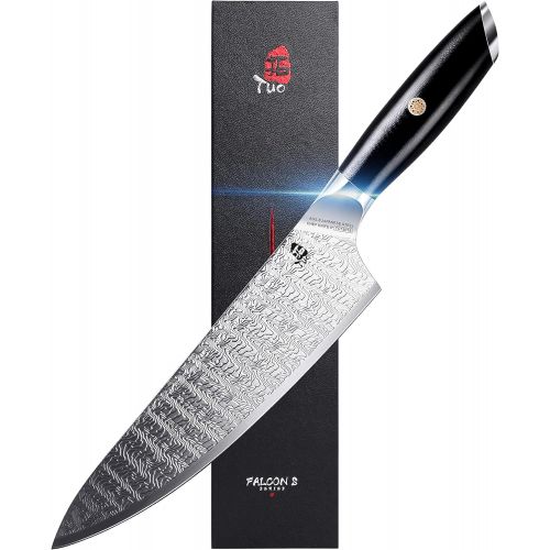  TUO Chef Knife 8 inch& Kiritsuke Knife 8.5 inch made of AUS 8 Japanese Stainless Steel, Pro Kitchen Knife&Vegetable Knife with Ergonomic G10 Handle, FALCON S SERIES with Gift Box