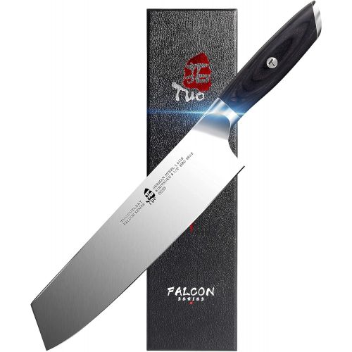  TUO Chef Knife 8 inch and Kiritsuke Knife 8.5 inch, Kitchen Knife Vegetable Cleaver German HC Steel with Pakkawood Handle FALCON SERIES Gift Box Included