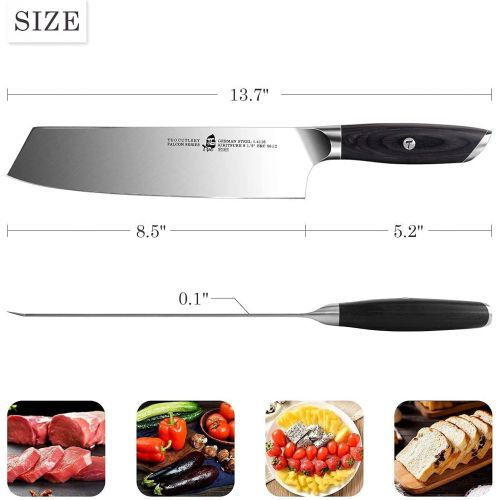  TUO Kitchen Chef Knife 10 inch and Kiritsuke Knife 8.5 inch, Chef Cooking Knife Vegetable Cleaver German HC Steel with Pakkawood Handle FALCON SERIES Gift Box Included