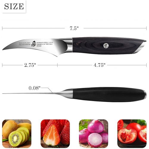  TUO 2.75 inch Peeling Knife & 7 inch Boning Knife & 8.5 inch Kiritsuke Knife, Vegetable Meat Kitchen Cooking Knife German HC Steel with Pakkawood Handle FALCON SERIES Gift Box