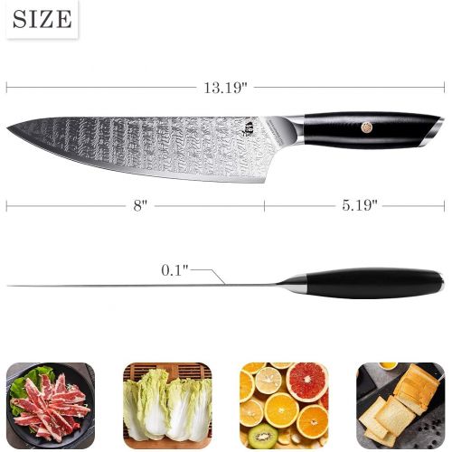  TUO Chef Knife 8 inch&Slicing Knife 12 inch made of AUS 8 Japanese Stainless Steel, Pro Kitchen Knife&Carving Knife with Ergonomic G10 Handle, FALCON S SERIES with Gift Box