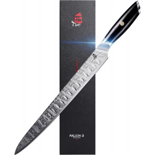  TUO Chef Knife 8 inch&Slicing Knife 12 inch made of AUS 8 Japanese Stainless Steel, Pro Kitchen Knife&Carving Knife with Ergonomic G10 Handle, FALCON S SERIES with Gift Box