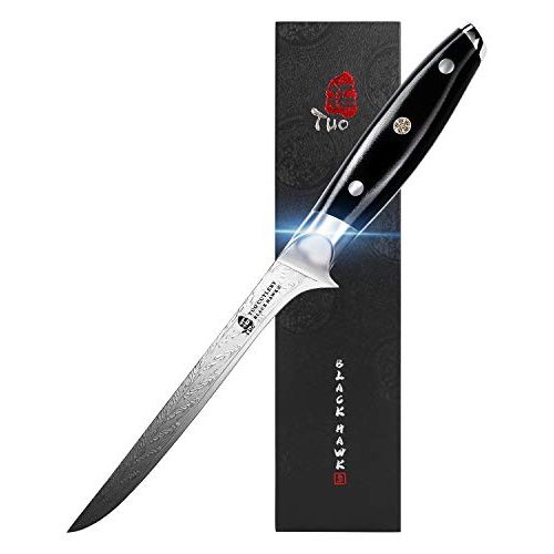  TUO Boning Knife 7 inch Fillet Knife Professional Small Kitchen Knife Full Tang G10 Handle Black Hawk S Series with Gift Box