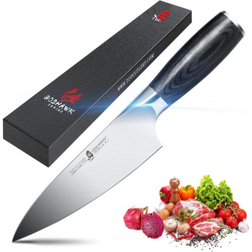  TUO 6 inch Chef Knife, Kitchen Knife Gyuto Chef Knife, German High Carbon Stainless Steel, Comfortable Pakkawood Handle, Full Tang with Gift Box, Goshawk Series