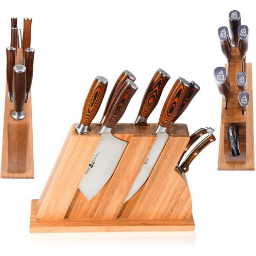  TUO Knife Set 8pcs, Japanese Kitchen Chef Knives Set with Wooden Block, including Honing Steel and Shears, Forged German HC Steel with comfortable Pakkawood Handle, Fiery Series Co