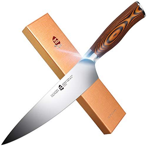  TUO Chef Knife Chef’s Knife Kitchen Knives Razor Sharp 8 inch High Carbon German Stainless Steel Cutlery Rust Resistant Comfortable Pakkawood Handle Gift Packaging Fiery Phoenix Se