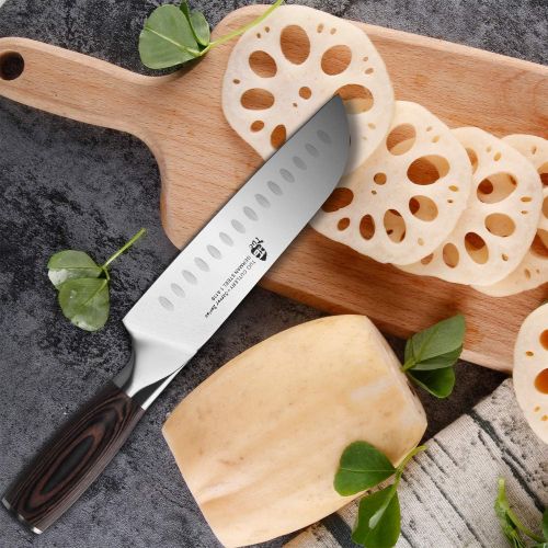  TUO Santoku Knife 7 inch Kitchen Chef Knife Asian Knives Vegetable Meat Cleaver Knife German HC Stainless Steel Ergonomic Pakkawood Handle Osprey Series with Gift Box