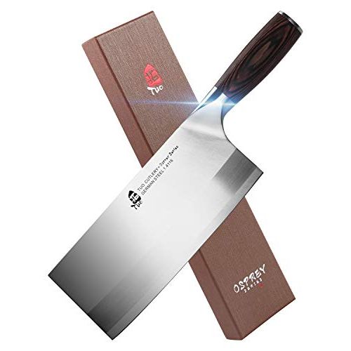  TUO Vegetable Meat Cleaver Knife 8 inch Professional Chinese Cleaver Knife Butcher Knives Kitchen Chef Knives German HC Stainless Steel Ergonomic Pakkawood Handle Osprey Se