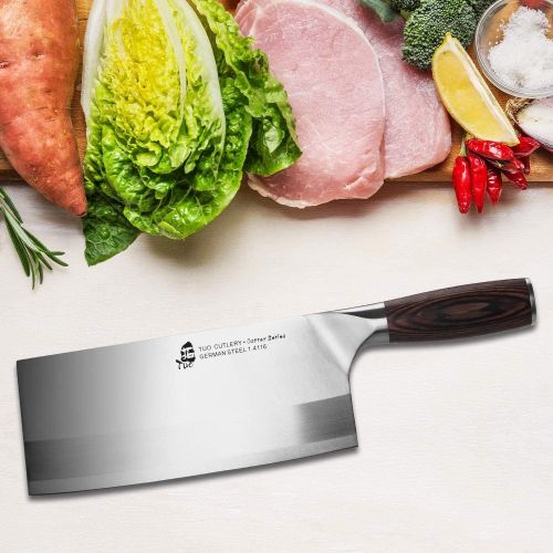  TUO Vegetable Meat Cleaver Knife 8 inch Professional Chinese Cleaver Knife Butcher Knives Kitchen Chef Knives German HC Stainless Steel Ergonomic Pakkawood Handle Osprey Se