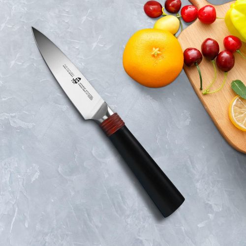  TUO Paring Knife 3.5 inch Peeling Knife Professional Fruits Knife Vegetable Peeler Razor Sharp Small Kitchen Knife, Premium AUS 8 Steel with Pakkawood Handle, Ring Lite Series with